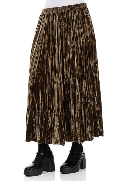 Golden Sage Crumpled Silk Velvet Skirt