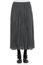 Graphite Blue Crumpled Pure Silk Skirt 1