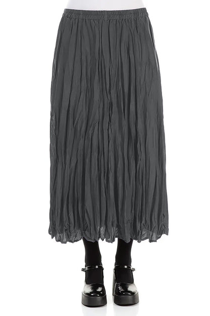 Graphite Blue Crumpled Pure Silk Skirt 1