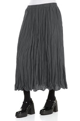 Graphite Blue Crumpled Pure Silk Skirt 3