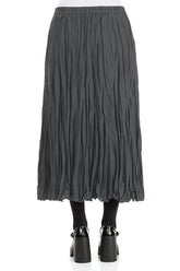 Graphite Blue Crumpled Pure Silk Skirt 2