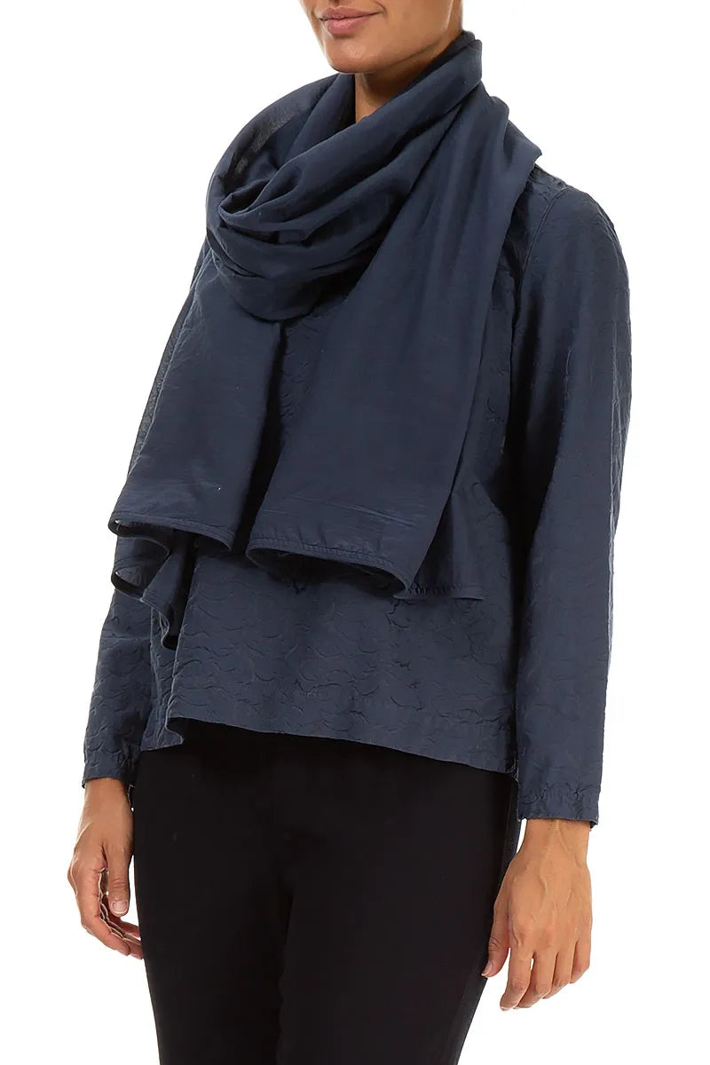 Graphite Blue Silk Cotton Scarf 3