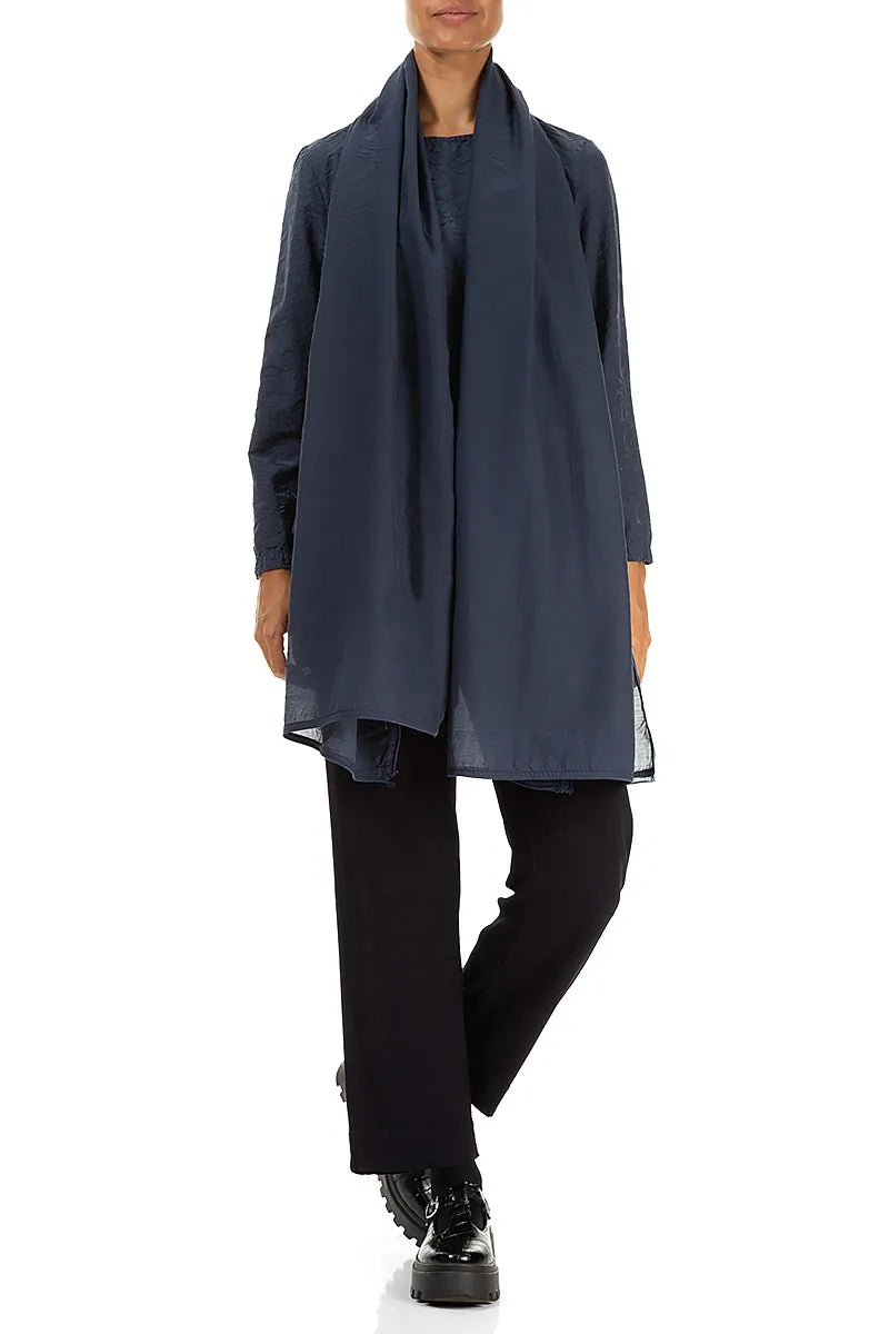 Graphite Blue Silk Cotton Scarf 2