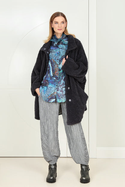 Graphite Blue Teddy Cotton Coat 6