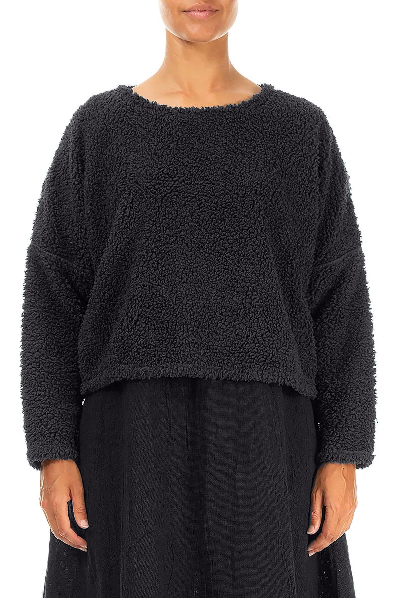 Pull en coton Teddy bleu graphite