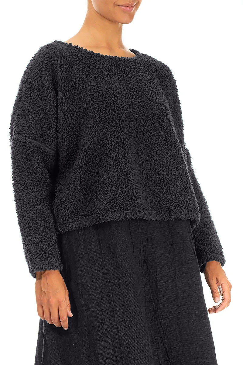 Pull en coton Teddy bleu graphite