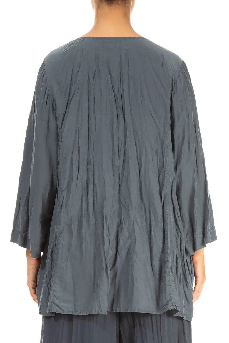 Graphite Crumpled Pure Silk Tunic 2