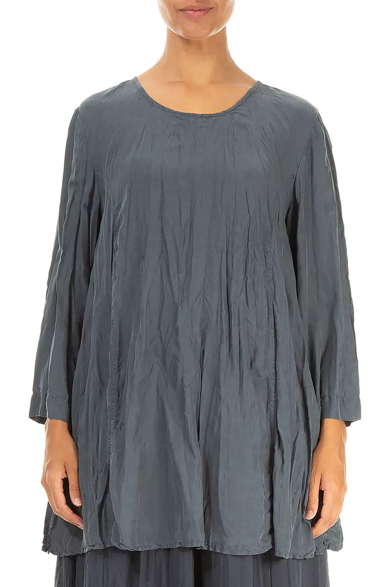 Graphite Crumpled Pure Silk Tunic 1
