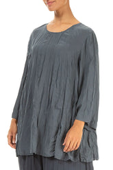 Graphite Crumpled Pure Silk Tunic 3