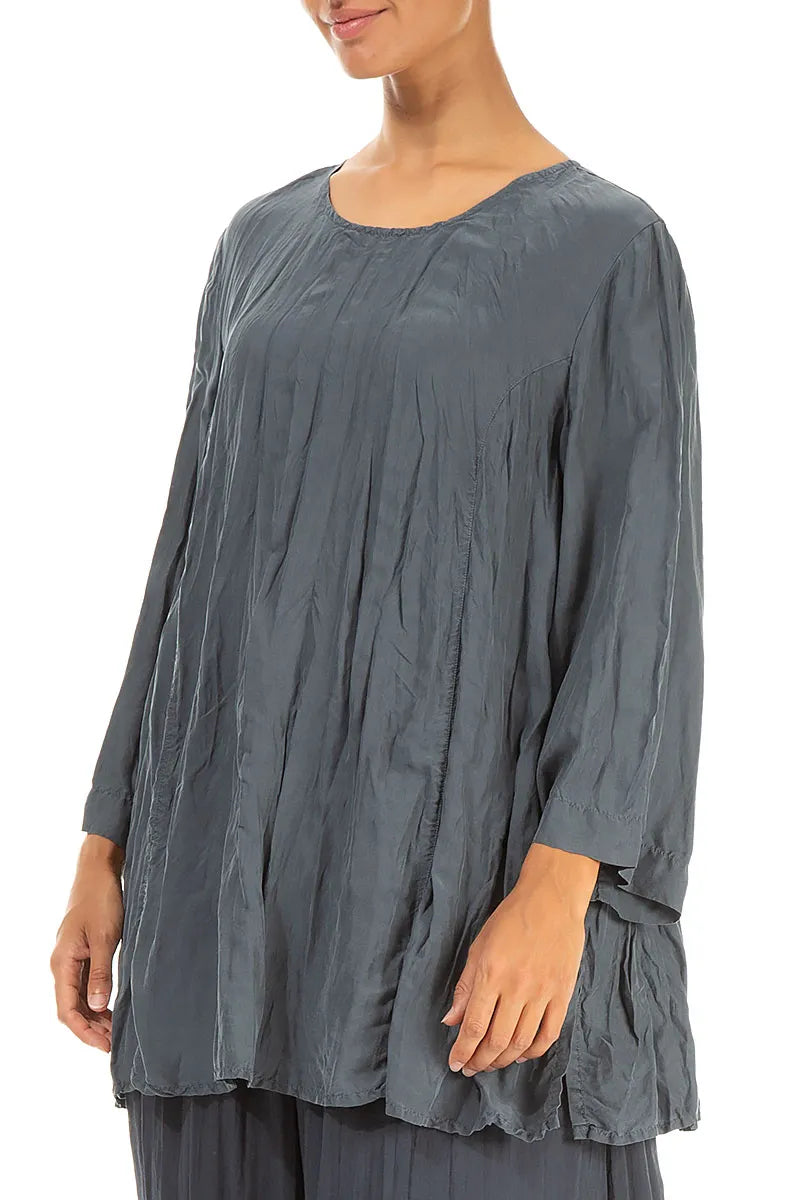 Graphite Crumpled Pure Silk Tunic 3