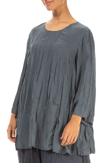 Graphite Crumpled Pure Silk Tunic 3