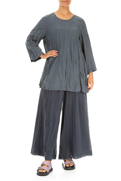 Graphite Crumpled Pure Silk Tunic 4