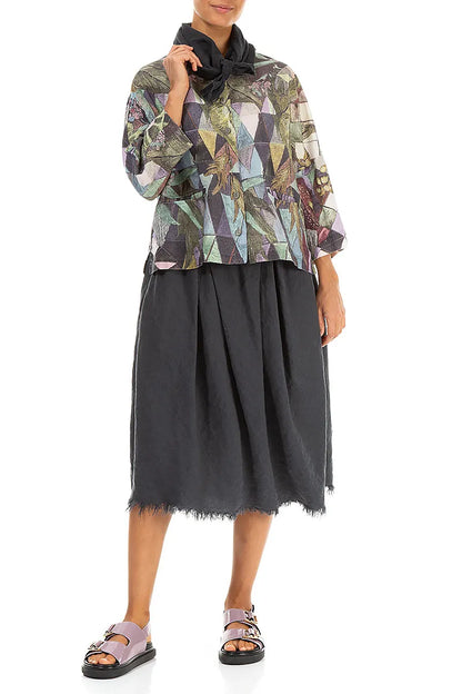 Graphite Gauze Linen Square Scarf 2