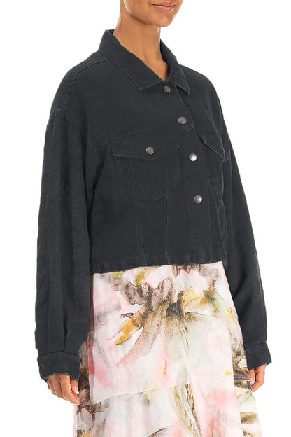 Graphite Linen Trucker Jacket 3