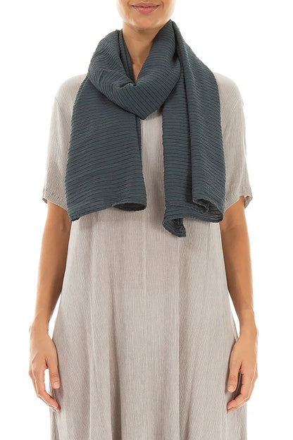 Écharpe en Soie et Viscose Rayée Graphite