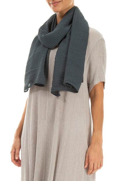 Écharpe en Soie et Viscose Rayée Graphite
