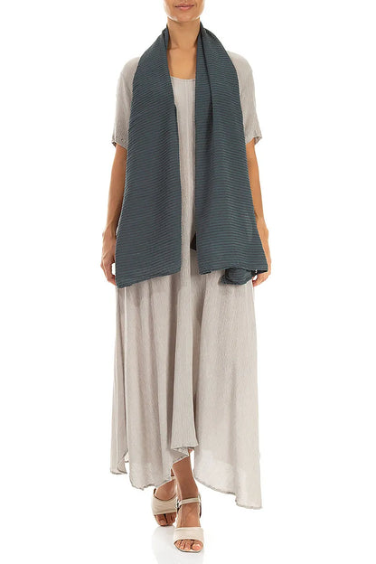 Écharpe en Soie et Viscose Rayée Graphite