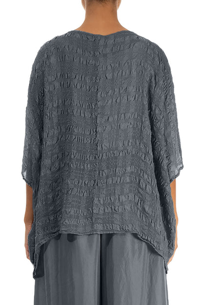 Graphite Textured Kaftan Silk Blouse 2