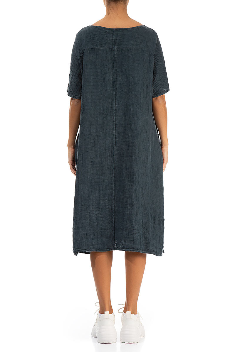Graphite Textured Linen Dress 2