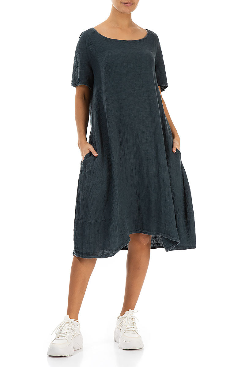 Graphite Textured Linen Dress 4