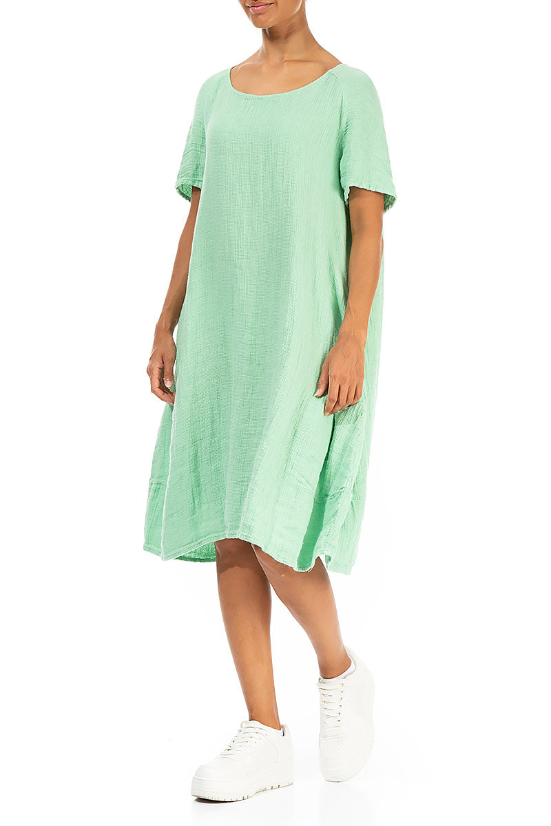 Green Sorbet Textured Linen Dress 3