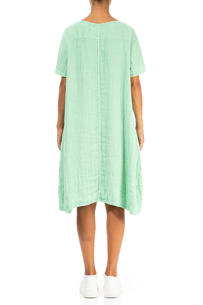 Green Sorbet Textured Linen Dress 2