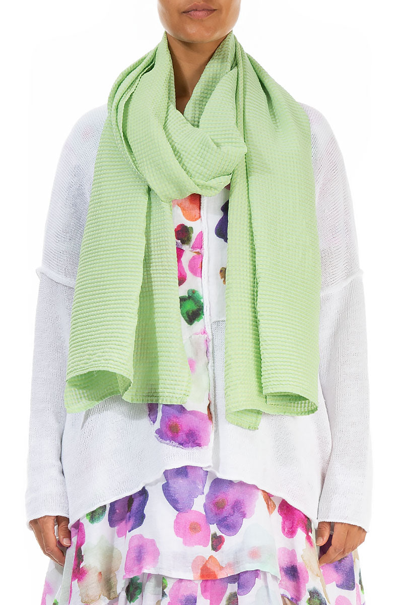 Green Sorbet Textured Silk Cotton Scarf 1