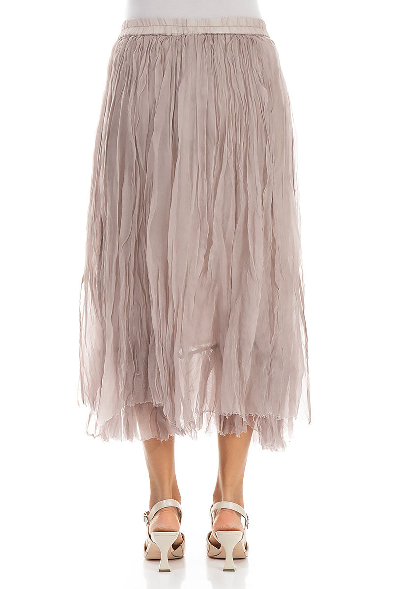Greige Crumpled Silk Chiffon Skirt 2