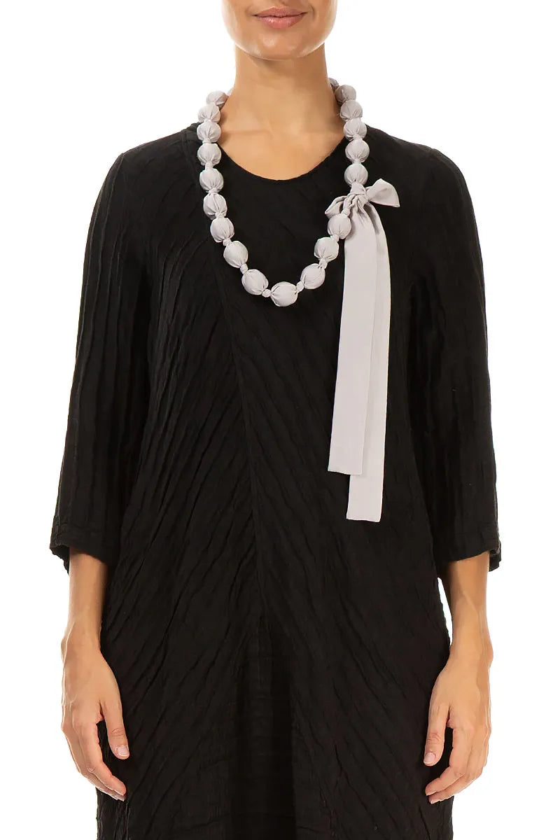 Greige Silk Bead Necklace
