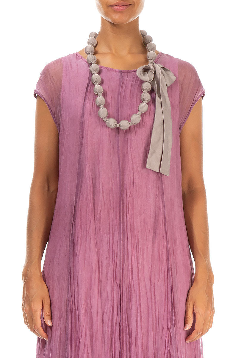Greige Silk Bead Necklace 1