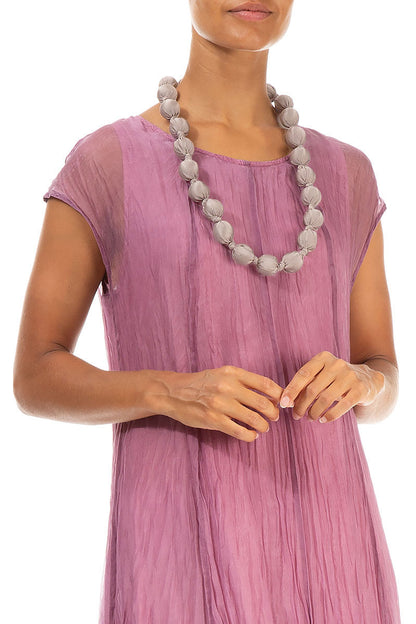 Greige Silk Bead Necklace 3