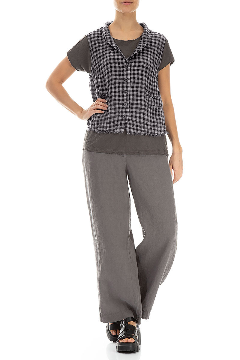 Grey Check Linen Vest 4