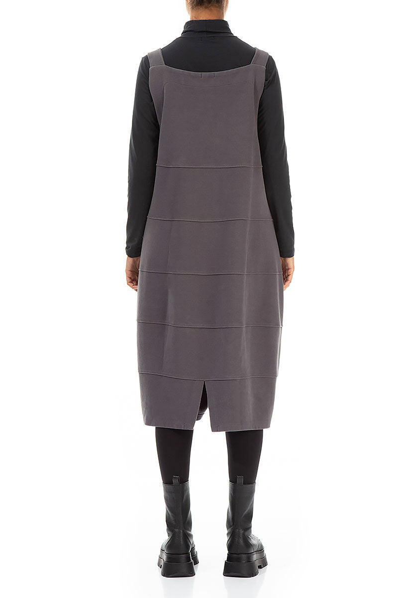 Graues Ballon-Latzkleid aus Baumwolljersey