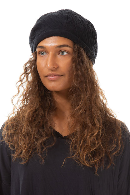 Grey Wavy Cotton Beret 1