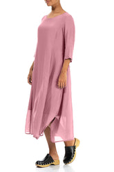 Half Sleeves Floaty Mauve Taupe Silk Cotton Dress 3