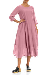 Half Sleeves Floaty Mauve Taupe Silk Cotton Dress 4