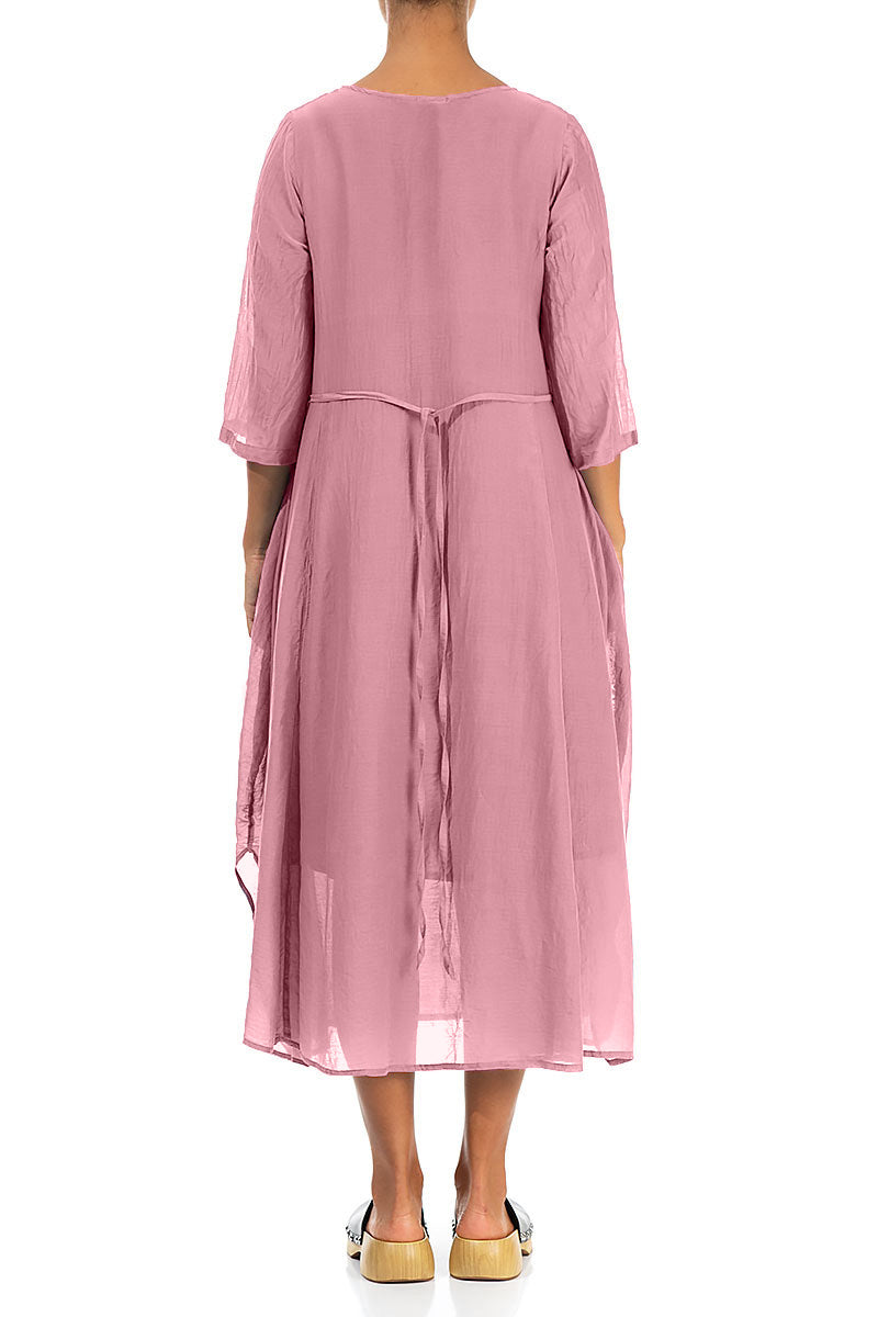 Half Sleeves Floaty Mauve Taupe Silk Cotton Dress 2