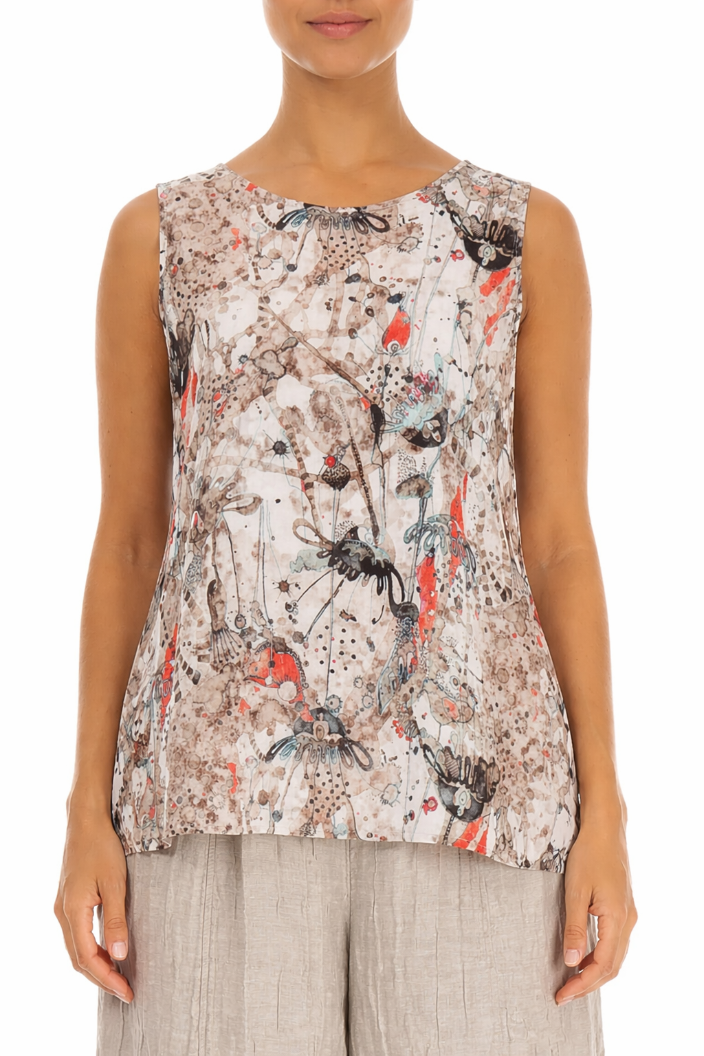 Sleeveless Savannah Textured Silk Top