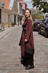 High Collar Merlot Textured Linen Jacket 8