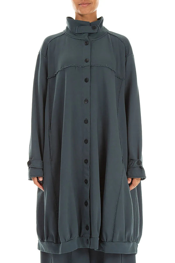 High Collar Slate French Terry Cotton Jacket 1