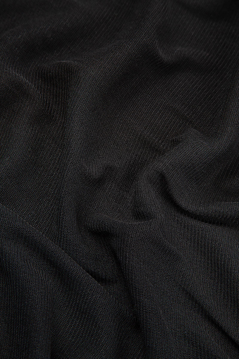 High Neck Fitted Black Tulle Silk Blouse 5