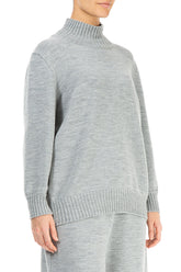 High Neck Grey Knitted Wool Jumper 3