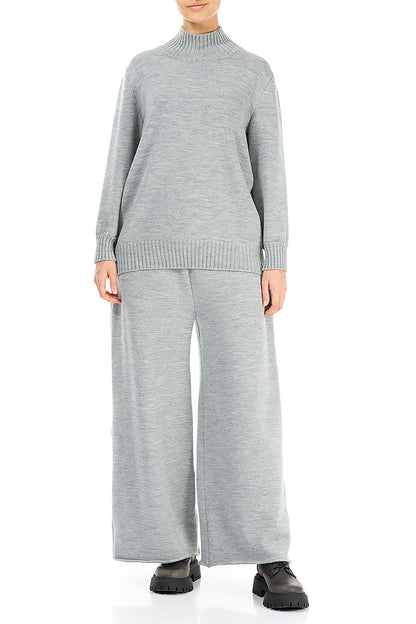 High Neck Grey Knitted Wool Jumper 4