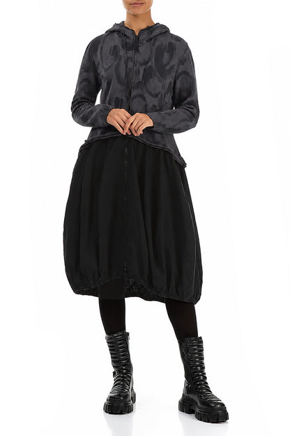Hooded Charcoal Paintwave Cotton Jacket Dress 4