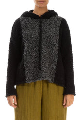 Hooded Dual Mélange Grey Alpaca Wool Sweater 1