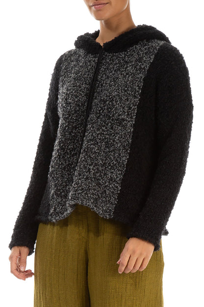 Hooded Dual Mélange Grey Alpaca Wool Sweater 3