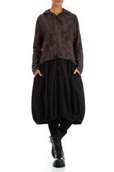 Hooded Forest Brown Paintwave Cotton Jacket Dress 4