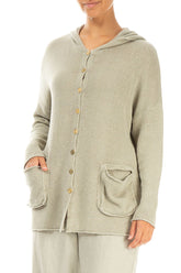 Hooded Laurel Green Linen Cardigan 3