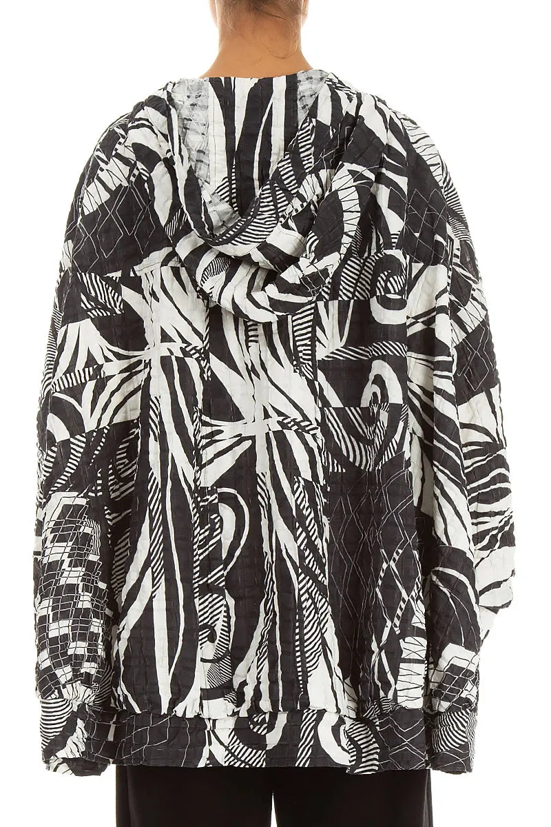 Hooded Loose Orbit Checkered Linen Cotton Jacket 2