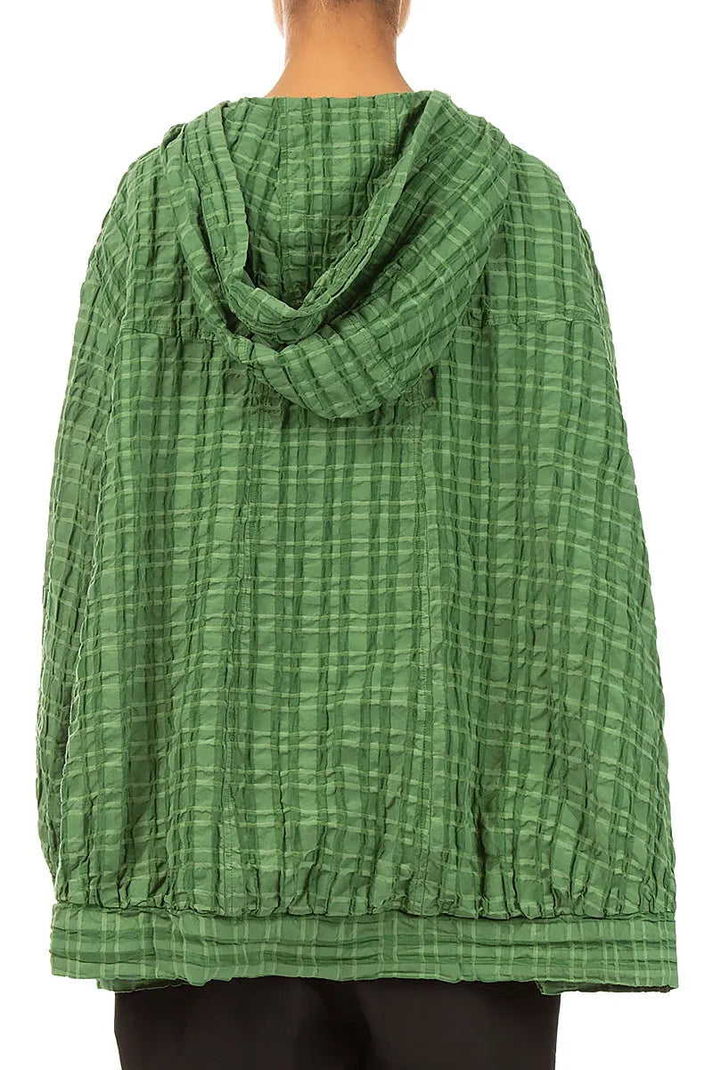 Hooded Loose Shamrock Green Linen Cotton Jacket